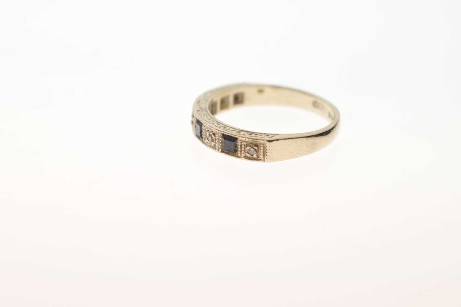 Sapphire and diamond 18ct white gold half eternity ring - Image 2 of 6