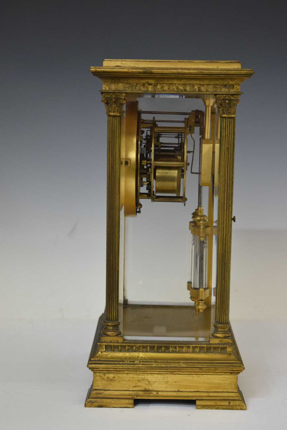 Late 19th century French brass four-glass mantel clock - Image 8 of 9