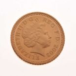 Queen Elizabeth II gold 5p coin, 2002