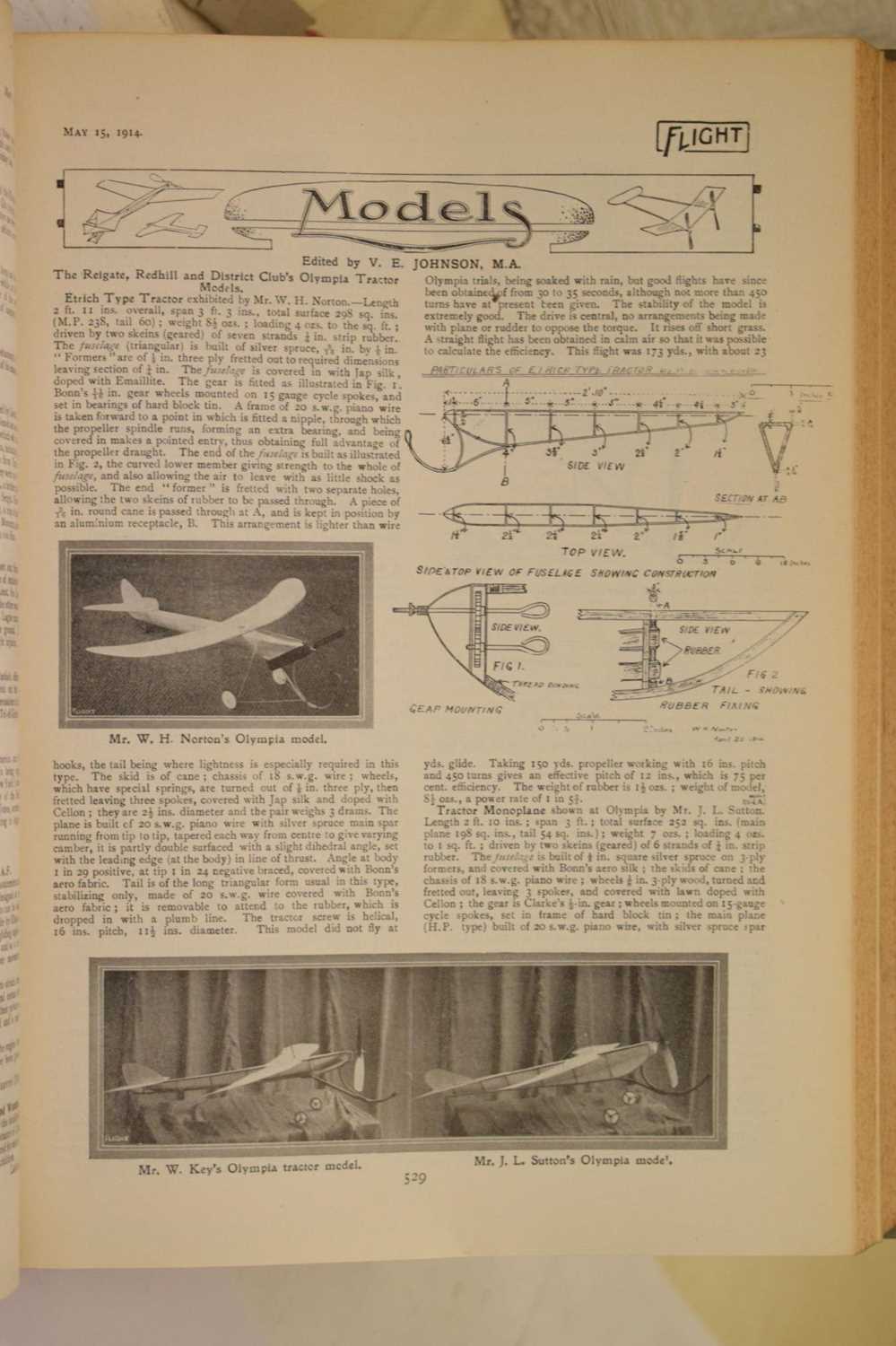 'Flight, First Aero Weekly in the World, A Journal of Aerial Locomotion and Transport', Volumes I-VI - Image 8 of 9