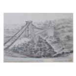 19th century English school - Pencil sketch of the Clifton Suspension Bridge