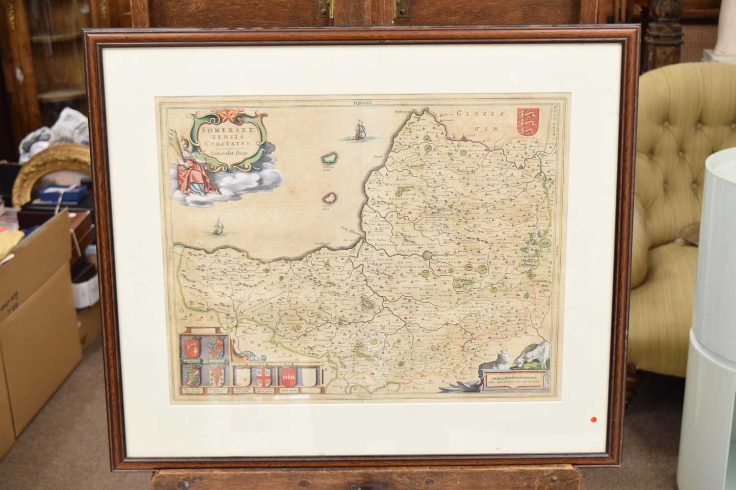 Johannes Blaeu - 17th century hand-coloured county map of Somerset - Image 3 of 8