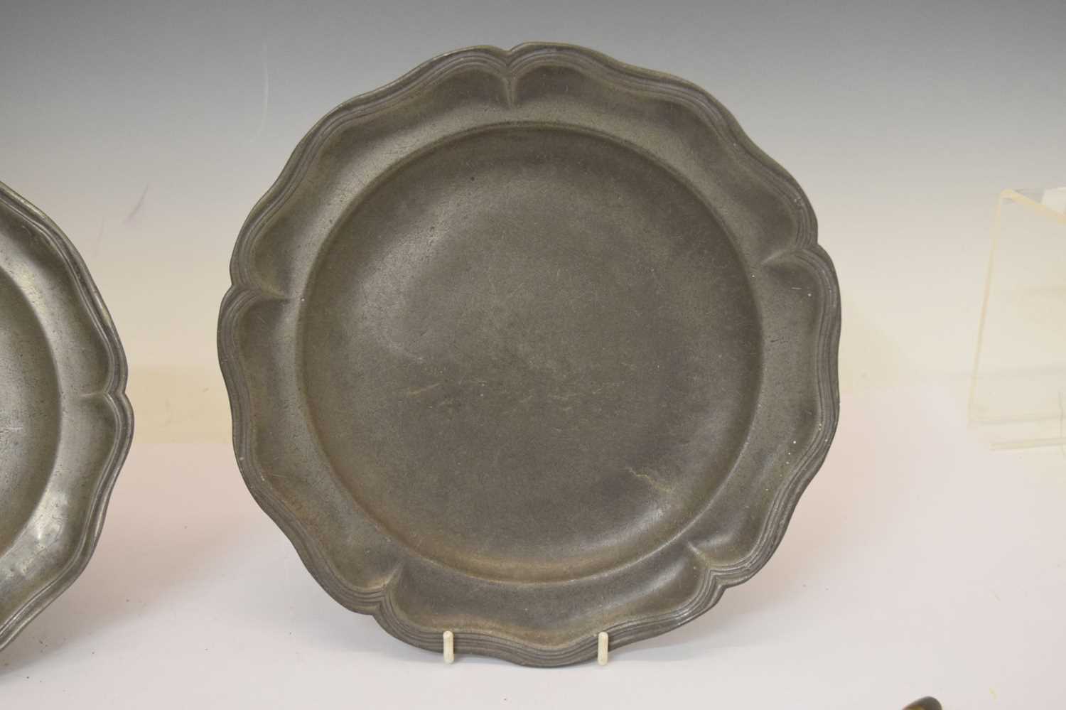 Two 19th century pewter plates with shaped rims - Image 8 of 9