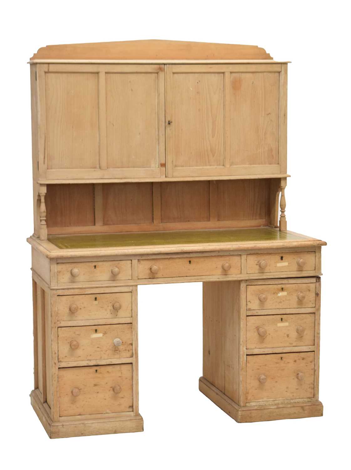 19th century pine shop counter twin pedestal desk