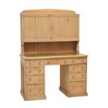 19th century pine shop counter twin pedestal desk