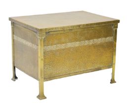 Early 20th century hammered brass coal/log bin