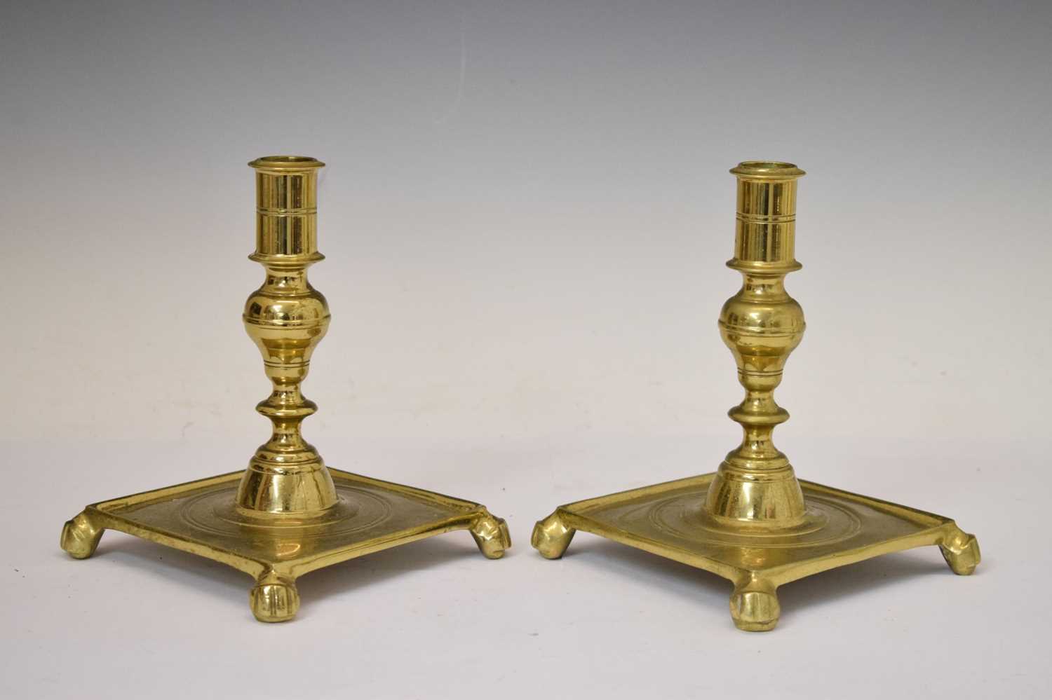 Four turned brass candlesticks - Image 5 of 5