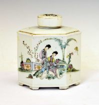 Chinese Canton Famille Rose porcelain tea caddy