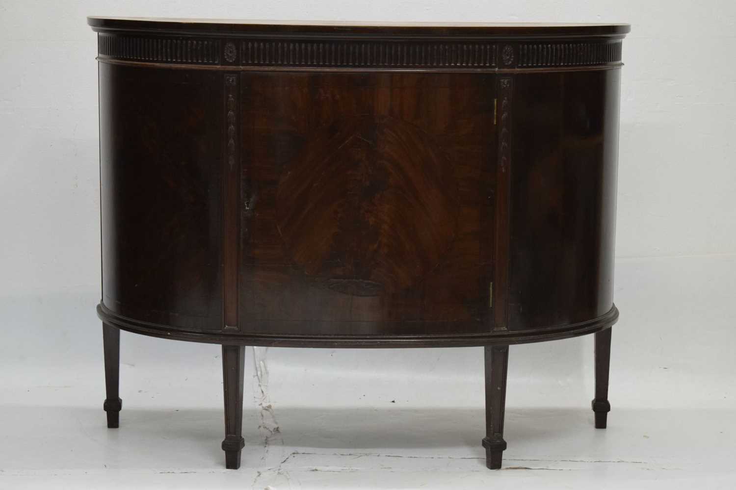 Pair of 1920s inlaid mahogany demi-lune side cabinets in the Adam Revival taste - Image 2 of 15