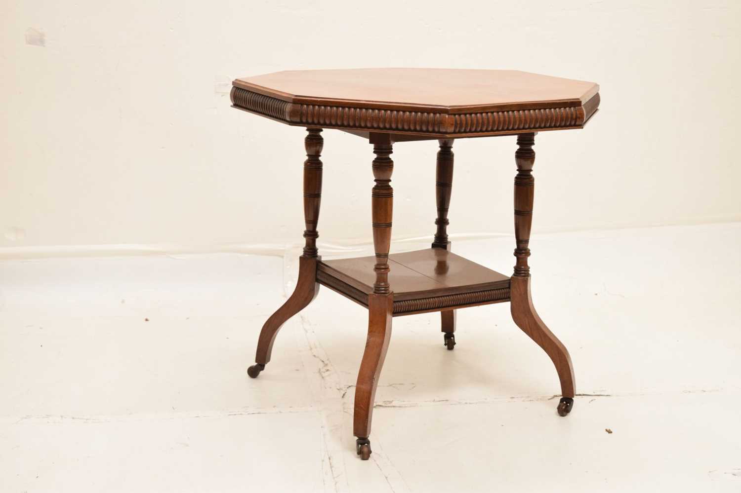 Late Victorian / Edwardian oak octagonal occasional table - Image 2 of 9