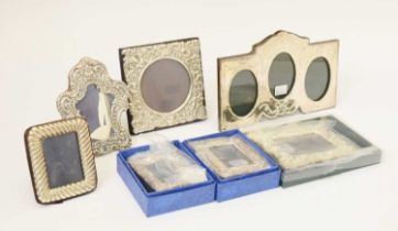 Collection of seven silver mounted easel picture frames