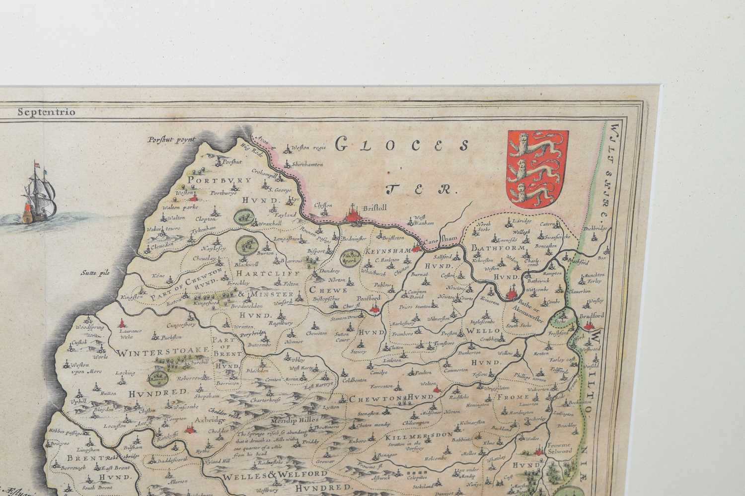 Johannes Blaeu - 17th century hand-coloured county map of Somerset - Image 8 of 8