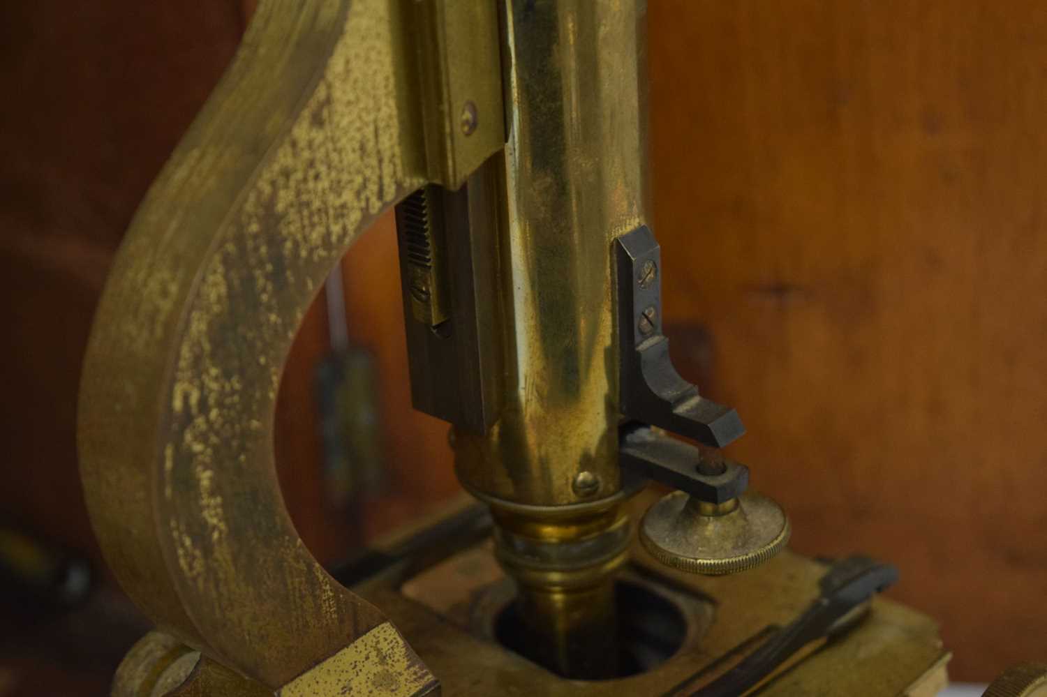Victorian lacquered brass microscope, Long of London - Image 8 of 14