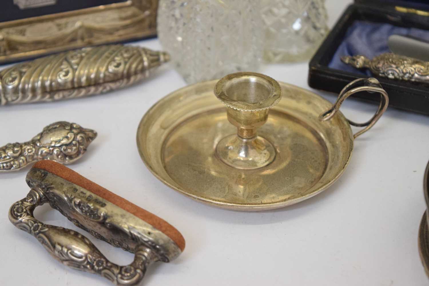 Quantity of silver to include a late Victorian silver chamberstick, etc - Image 8 of 13