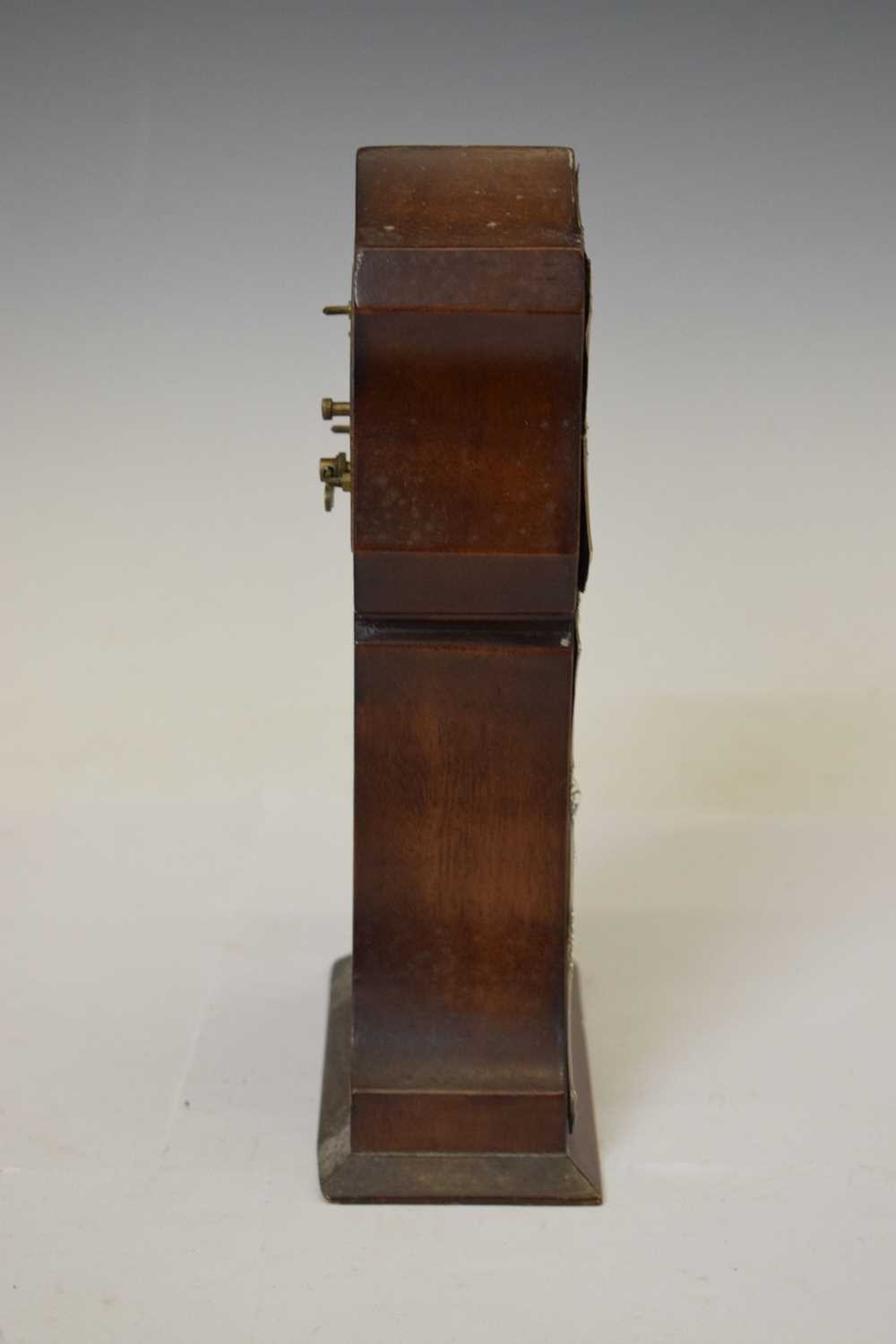 Edwardian silver fronted and mahogany miniature longcase clock - Image 3 of 7