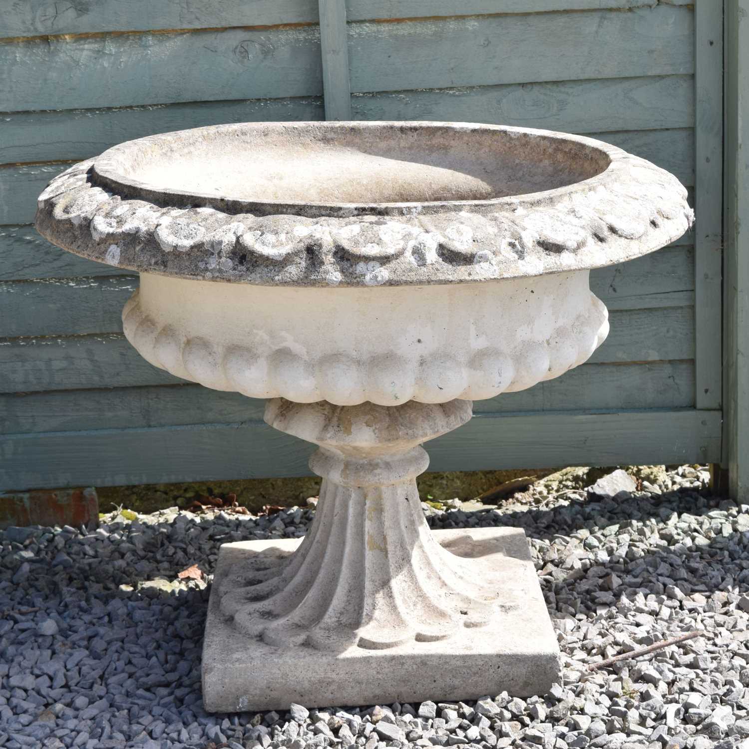 Composition stone low garden urn / planter