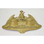 Cast gilt metal inkstand