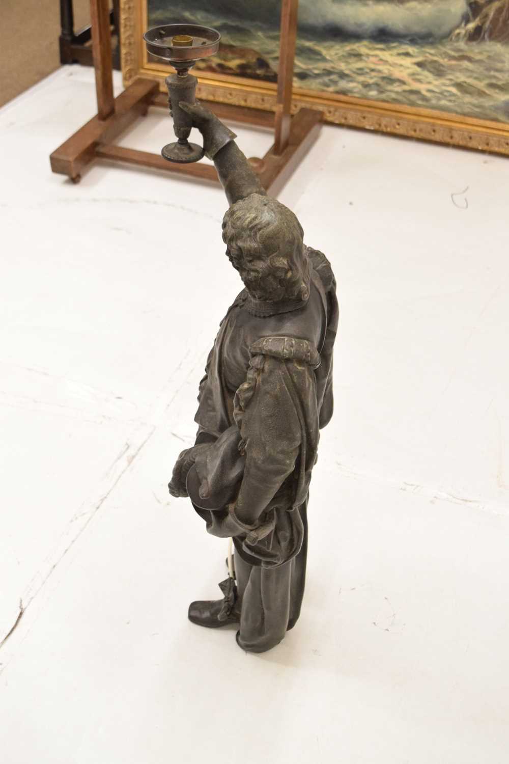 Late 19th century spelter figural lamp of a cavalier - Image 8 of 8