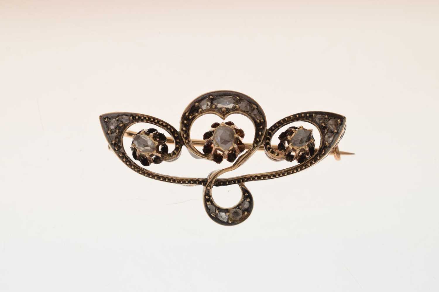 Late 19th century Art Nouveau rose cut diamond brooch - Image 6 of 6