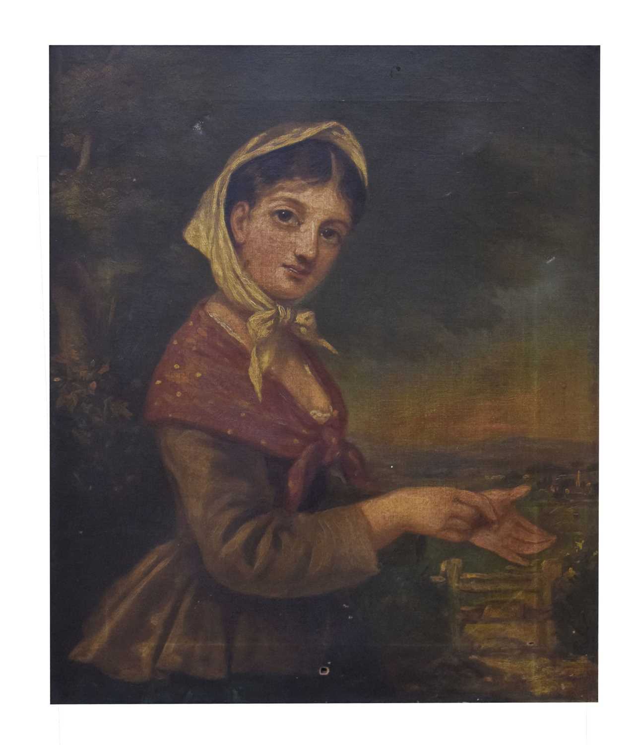 19th century oil on canvas - Peasant maiden