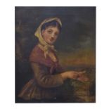 19th century oil on canvas - Peasant maiden