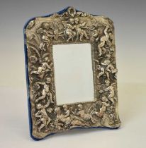 Modern white-metal mounted easel mirror