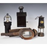 Four lamps including G.P.O type 3 miner's lamp (Gateshead-on-Tyne)