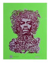 Screen Prince - Calligrame screenprint - Jimi Hendrix, 2007