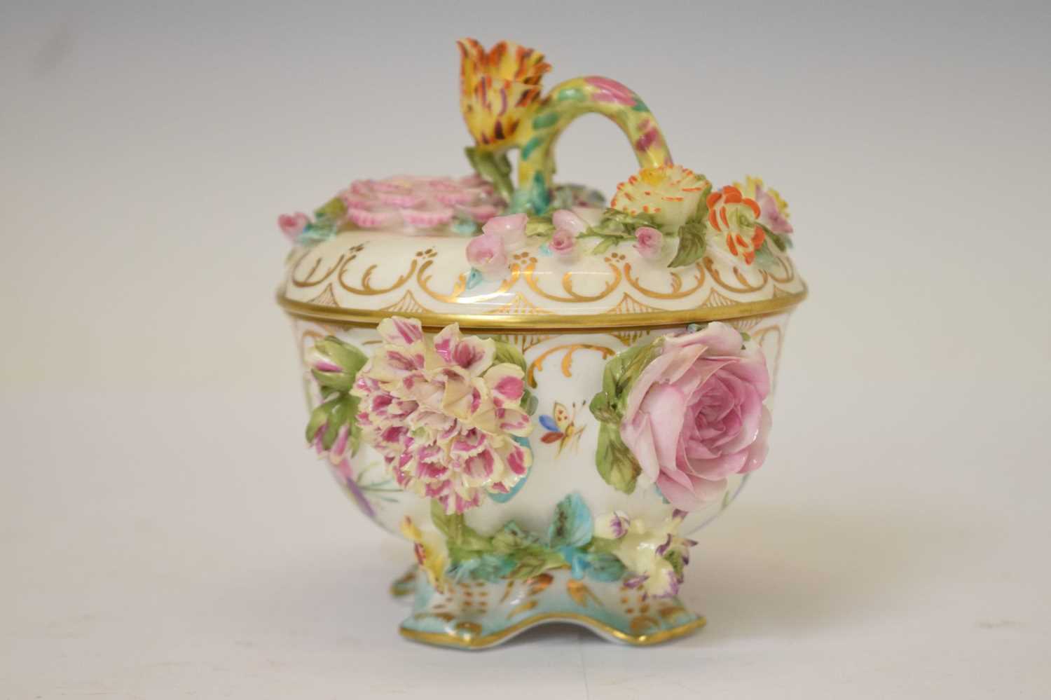 Coalbrookdale by Coalport floral encrusted porcelain lidded pot - Image 4 of 7