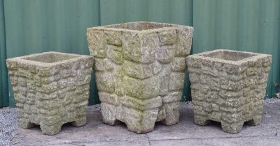 Three reconstituted stone garden planters
