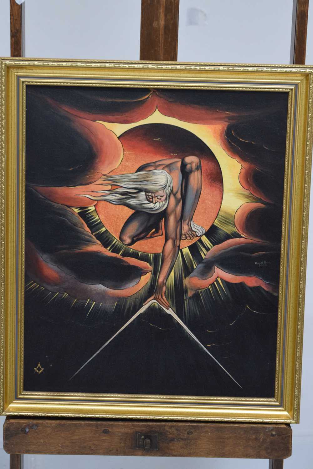 David Hall - Oil on canvas - 'The Ancient of Days', After William Blake - Image 2 of 8