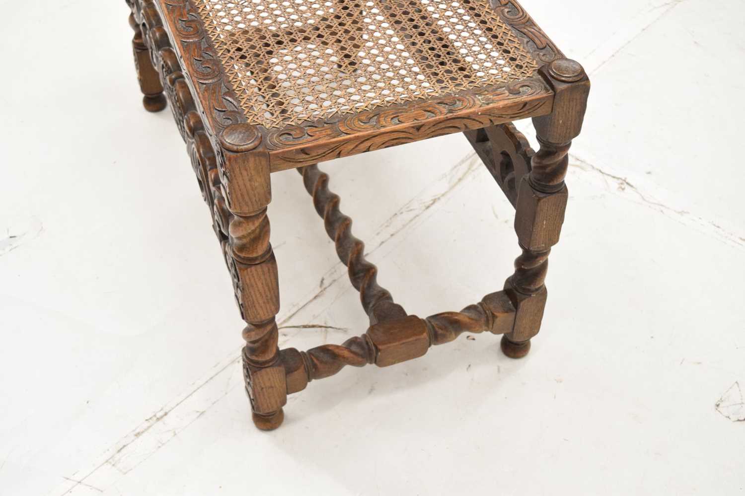 Carved cane-seat stool/luggage rack - Image 10 of 10