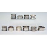 Collection of ten silver napkin rings