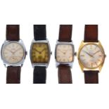 Four gentleman's vintage wristwatches and vacant Omega watch box