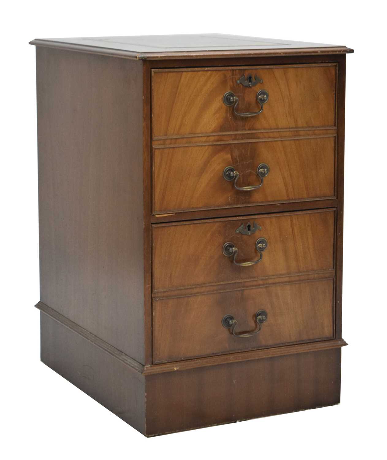 Reproduction mahogany pedestal two drawer filing cabinet