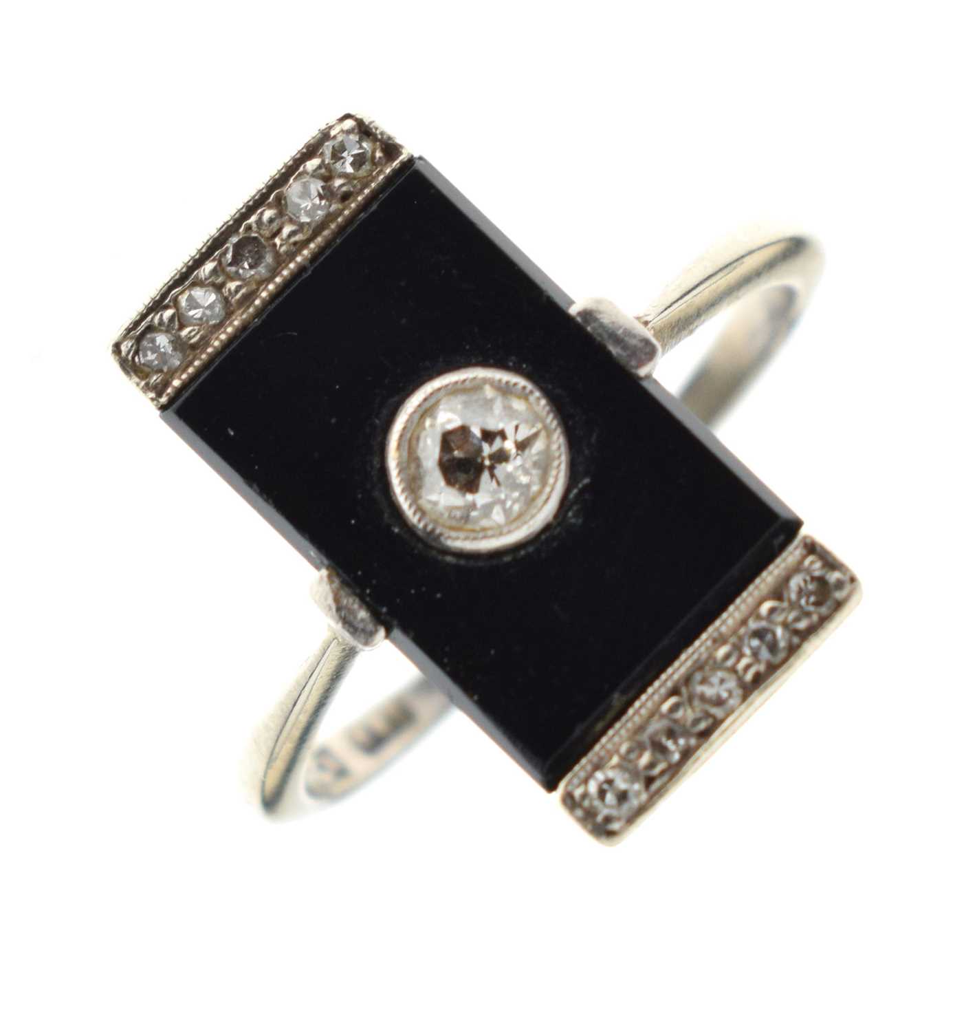 Art Deco onyx and diamond 9ct ring