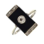 Art Deco onyx and diamond 9ct ring