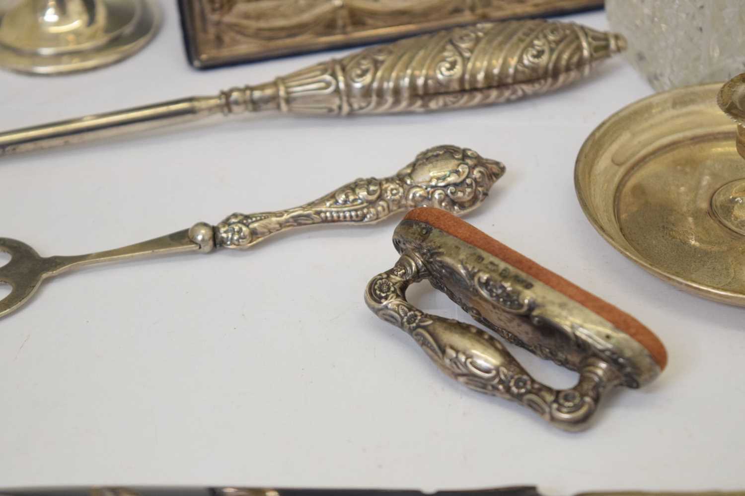 Quantity of silver to include a late Victorian silver chamberstick, etc - Image 9 of 13