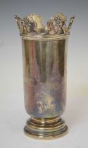 Late Victorian silver footed cylindrical vase