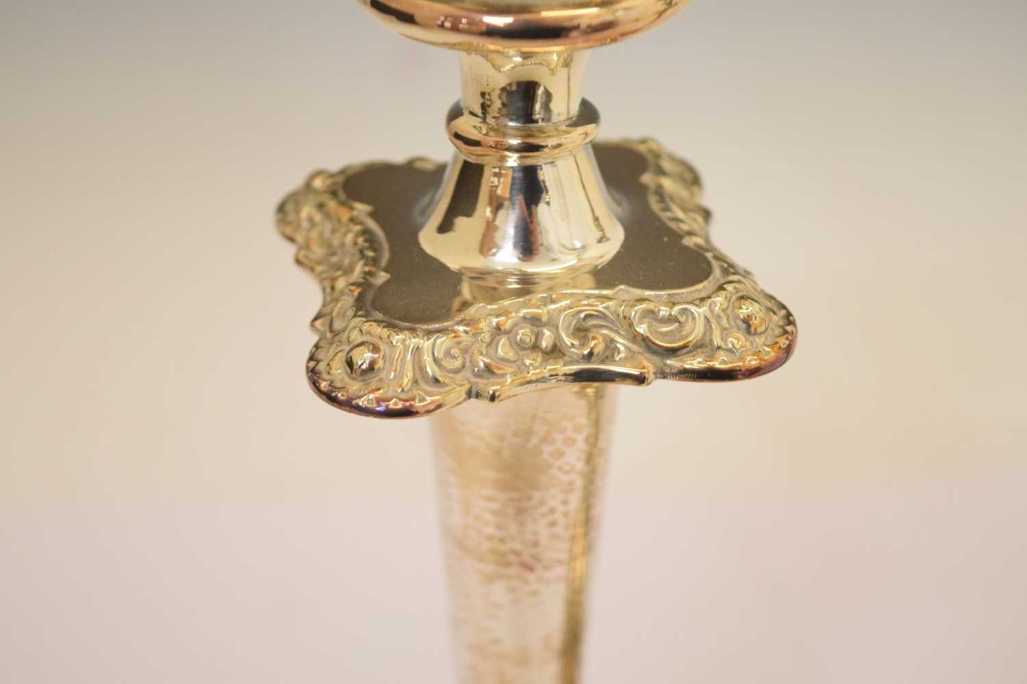 Pair of 19th century silver plated on copper candlesticks - Image 6 of 8