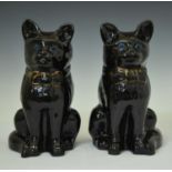 Pair of glazed terracotta cats