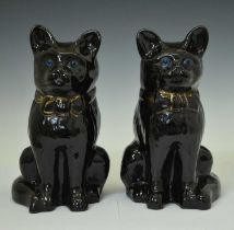 Pair of glazed terracotta cats