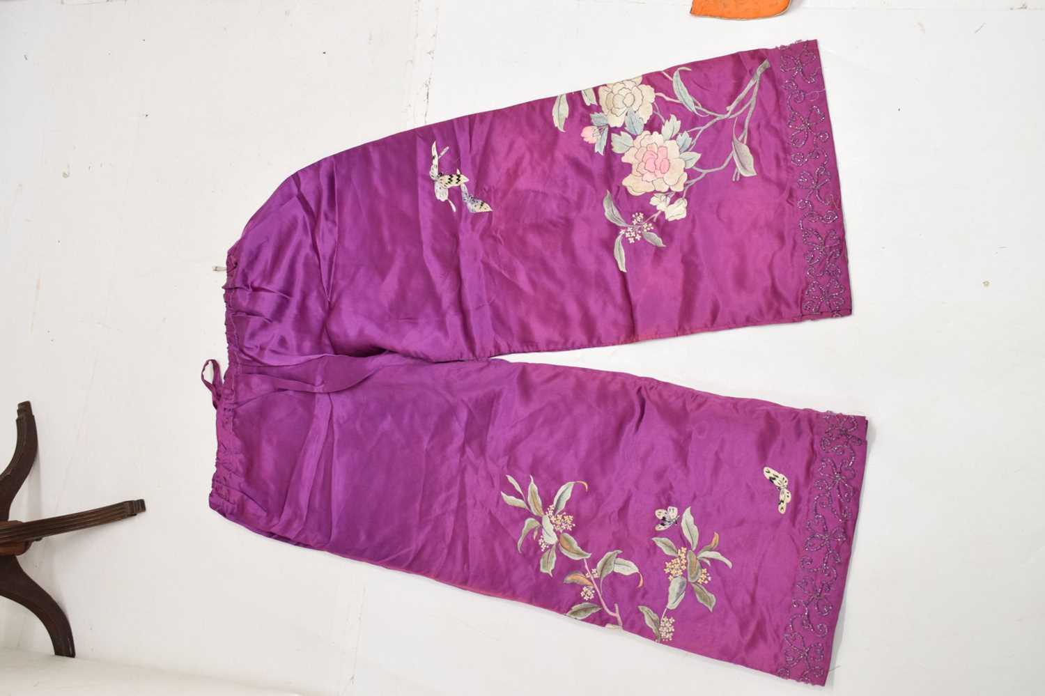 Lady's Chinese embroidered purple silk jacket and trousers, circa 1900 - Image 10 of 18