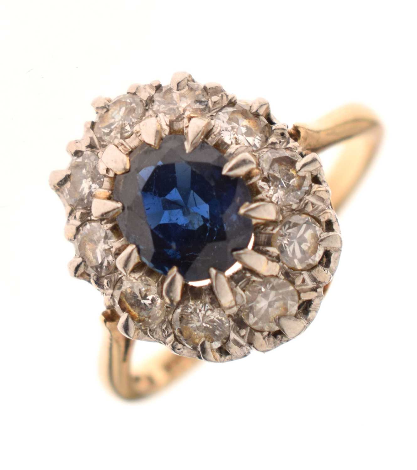 Sapphire and diamond cluster ring