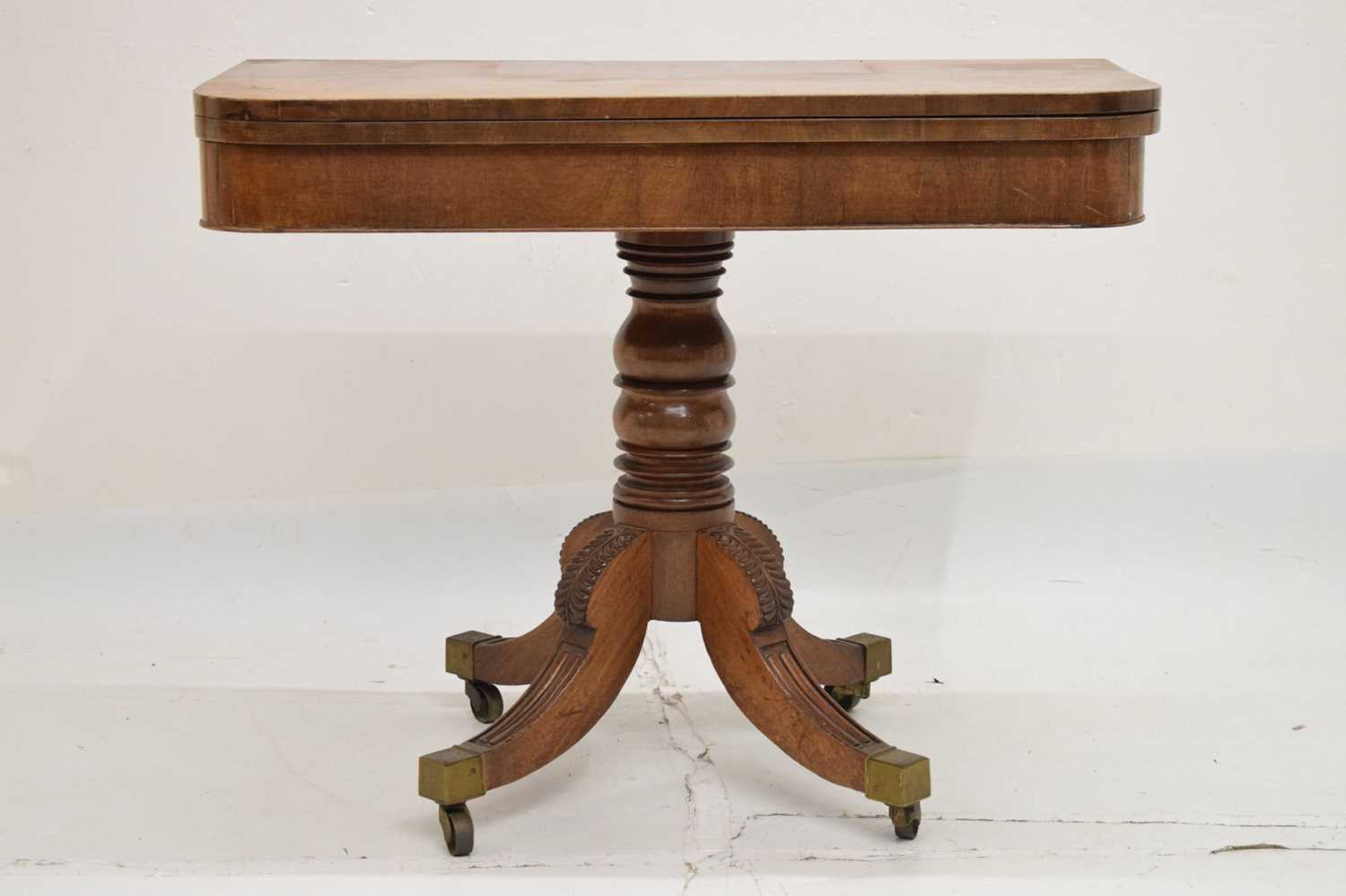 George IV mahogany fold-over pedestal card table - Image 2 of 11