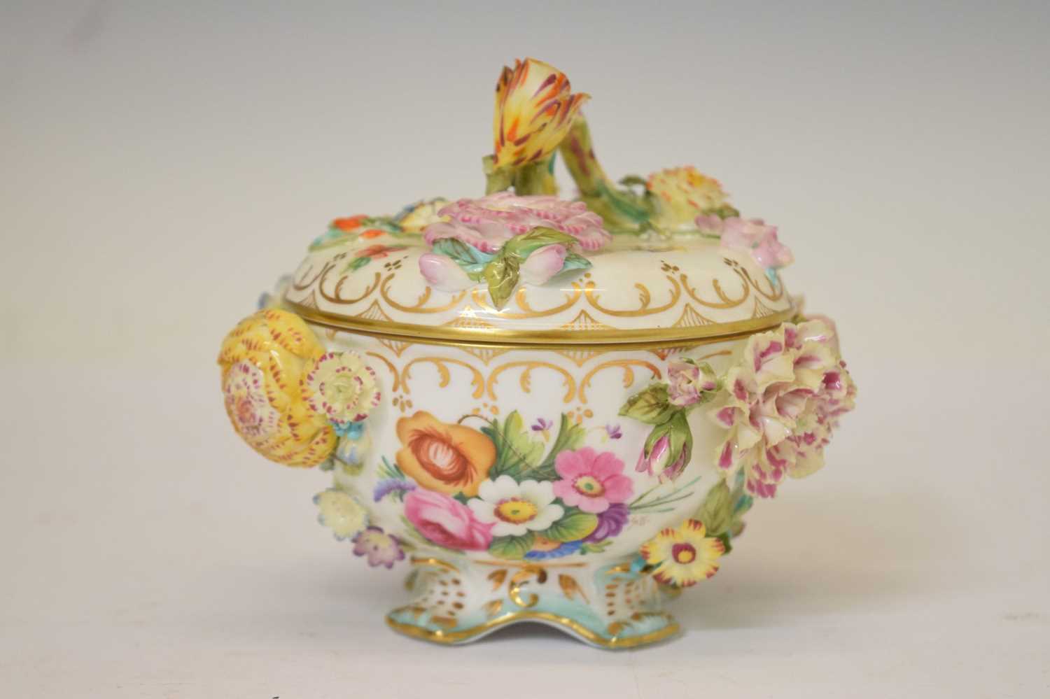 Coalbrookdale by Coalport floral encrusted porcelain lidded pot