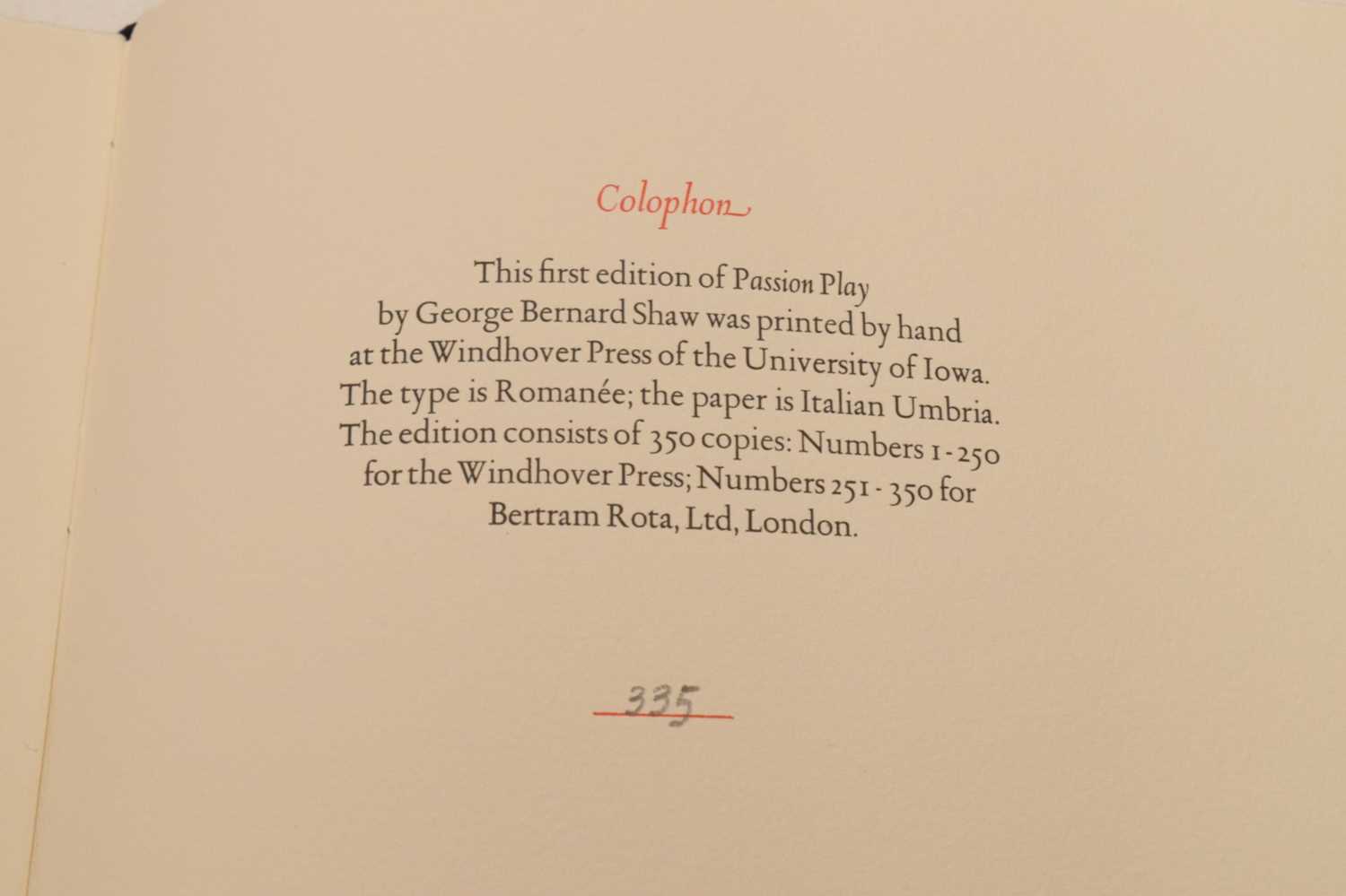 Bernard Shaw - 'Passion Play, A Dramatic Fragment' - Limited first edition 1971 - Image 7 of 8