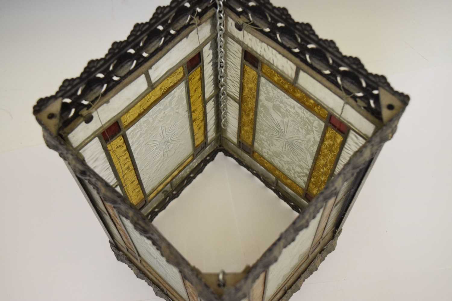 Late 19th century leaded stained glass and metal framed bell lantern - Image 12 of 14