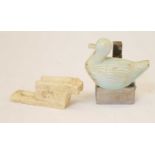 Carved soapstone duck and oxen group (2)