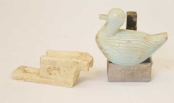 Carved soapstone duck and oxen group (2)